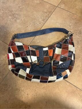 Patchwork Leather Hobo Bag in Multi-Color